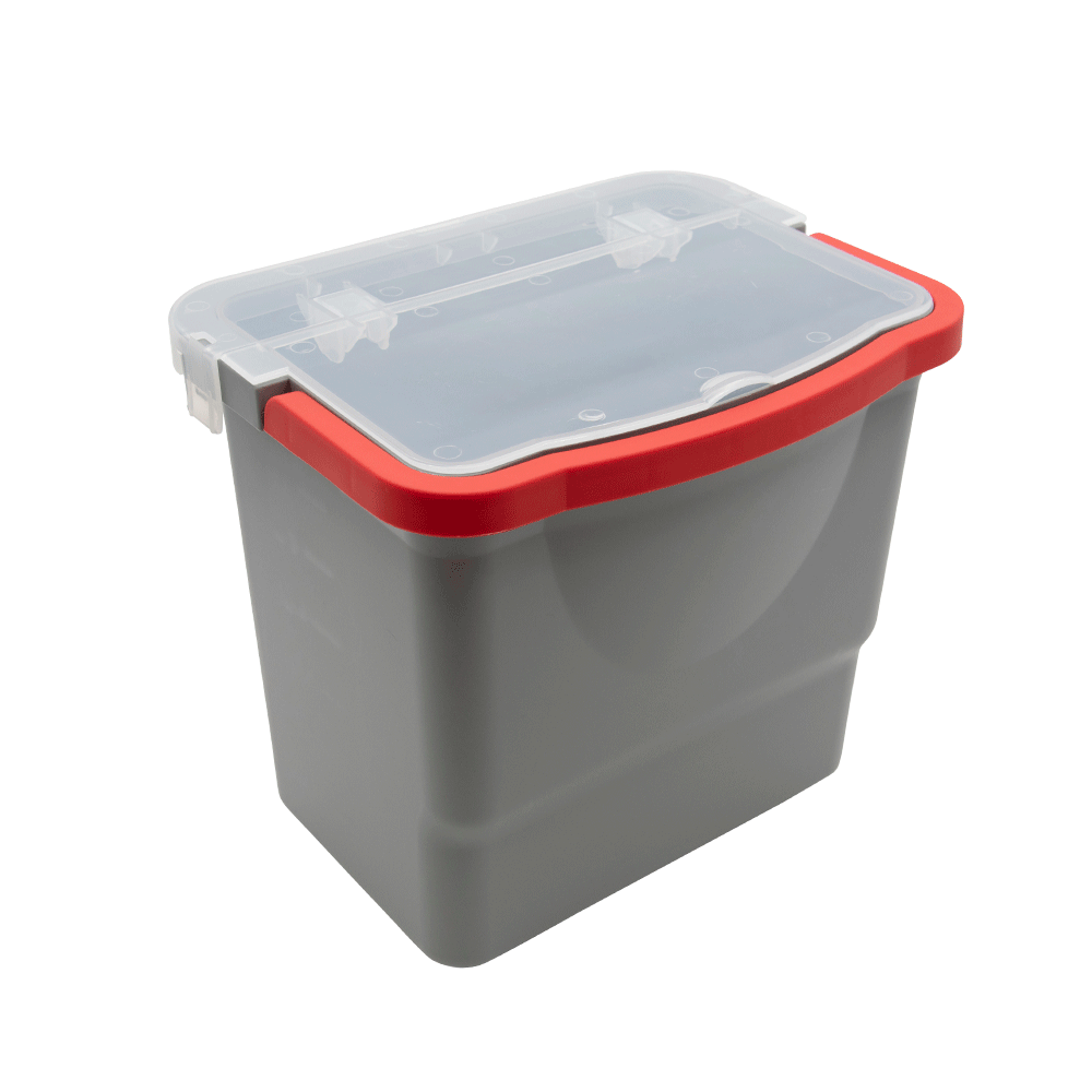 Eimer 6 Liter, grau, roter Henkel VariX/ CombiX