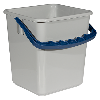 Eimer 4 Liter, grau, blauer Henkel